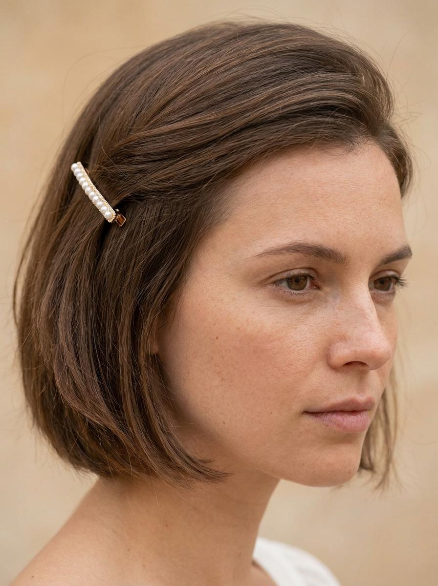 Bob mit Haarspange und Volumen - Bob Frisur für feines Haar